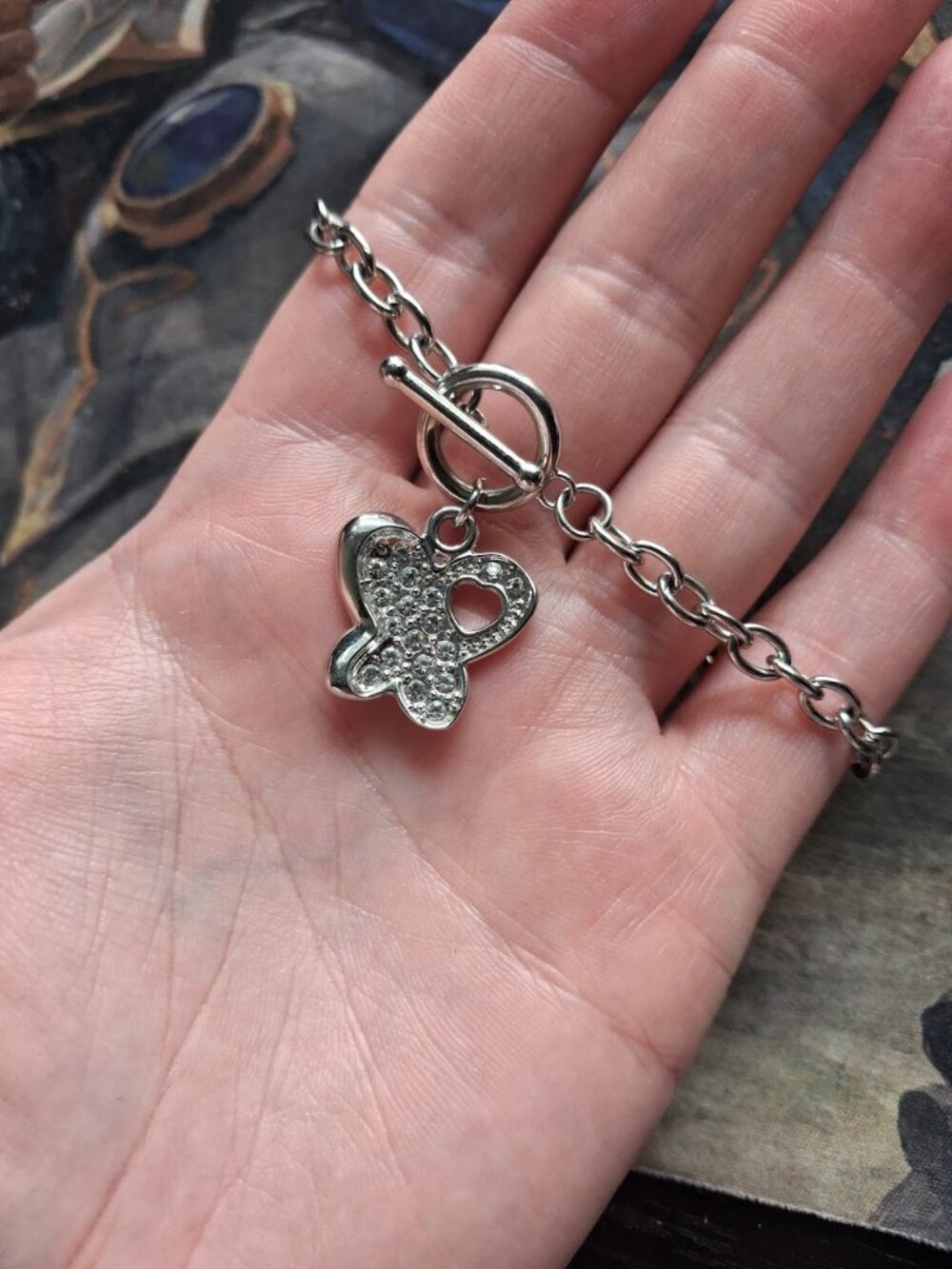 7 inch Butterfly dangle charm bracelet